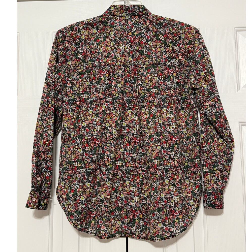 Pilcro Floral Print Ruffled Front Button Up Blouse, Size S - Picture 5 of 10